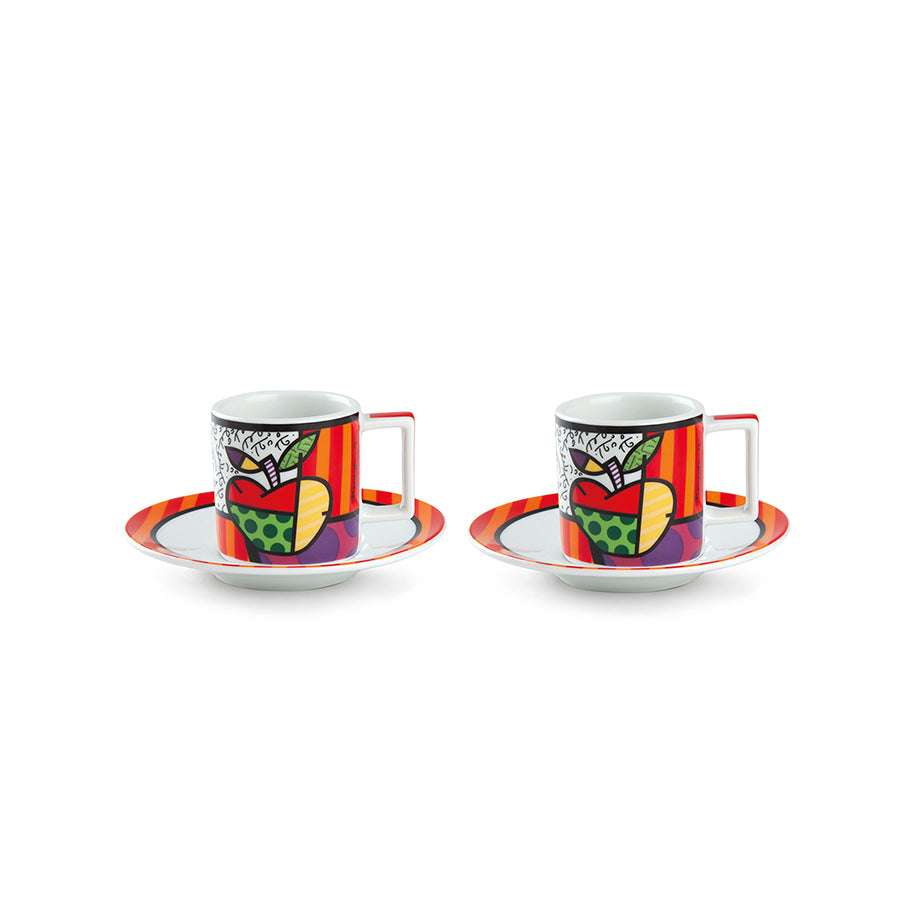 Set 2 tazze caffè con piattino in porcellana decorata Egan BRITTO ICON