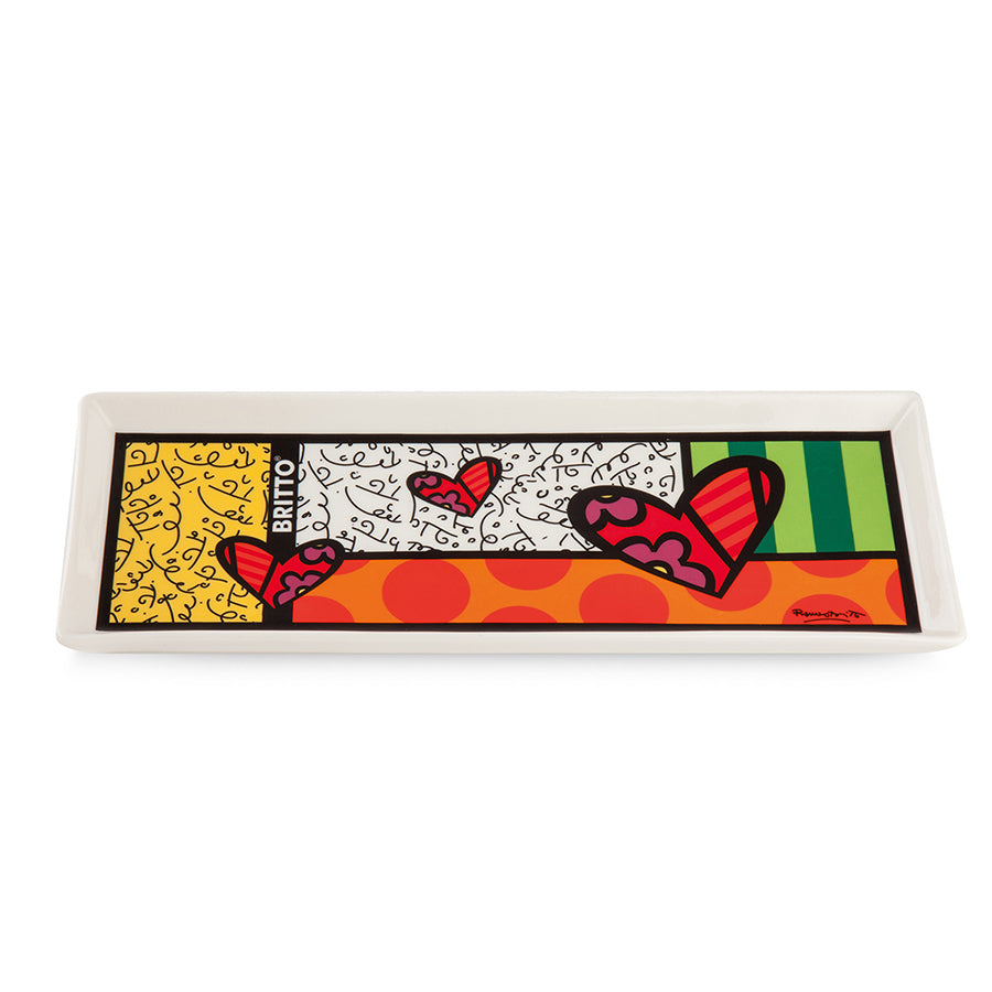 Vassoio rettangolare in porcellana decorata BRITTO ICON Egan