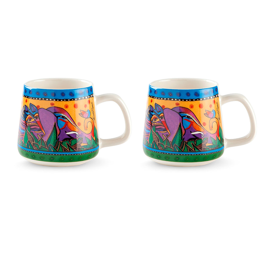 Set 2 tazze mug in porcellana decorata Egan LAUREL BURCH JUNGLE SONG