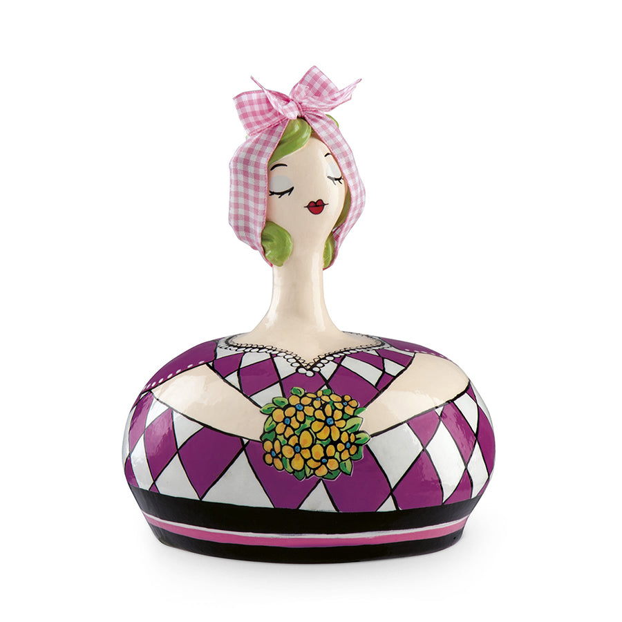 Salvadanaio medio in ceramica decorata a mano decoro fiori Egan LE PUPAZZE