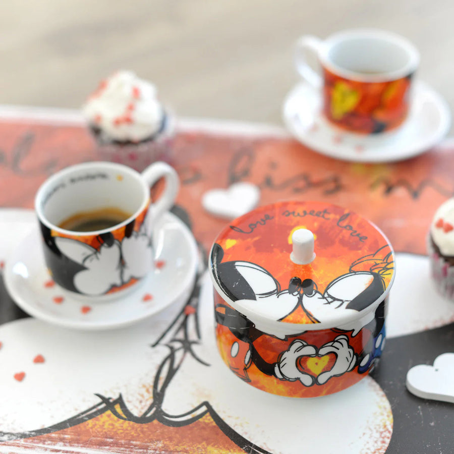 Zuccheriera con coperchio in porcellana decorata DISNEY "LOVE SWEET LOVE" Egan