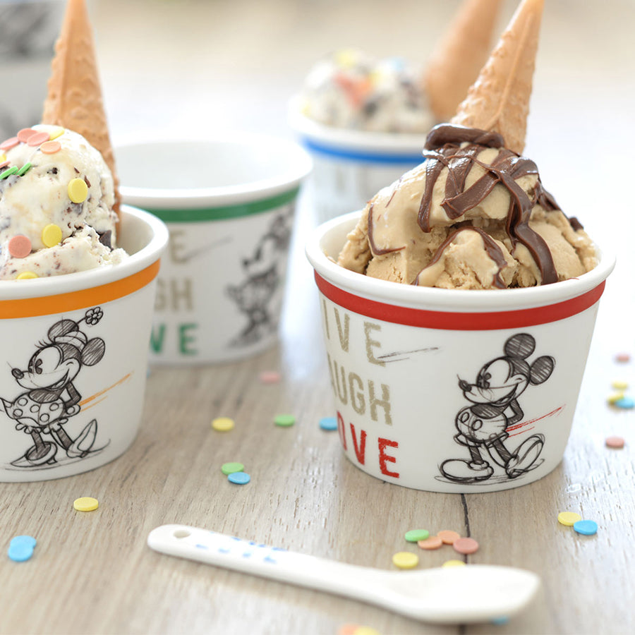 Coppetta gelato con cucchiaino in porcellana decorata LIVE LAUGH LOVE Egan