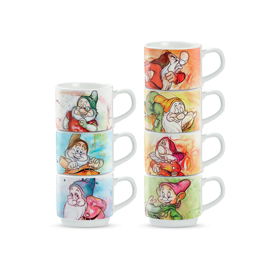 Set 7 tazze caffè in porcellana decorata con metal rack Egan I 7 NANI