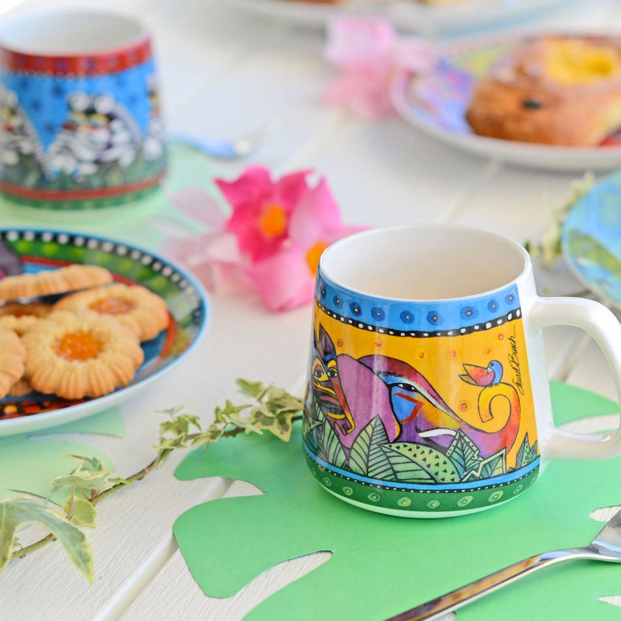 Set 2 tazze mug in porcellana decorata Egan LAUREL BURCH JUNGLE SONG