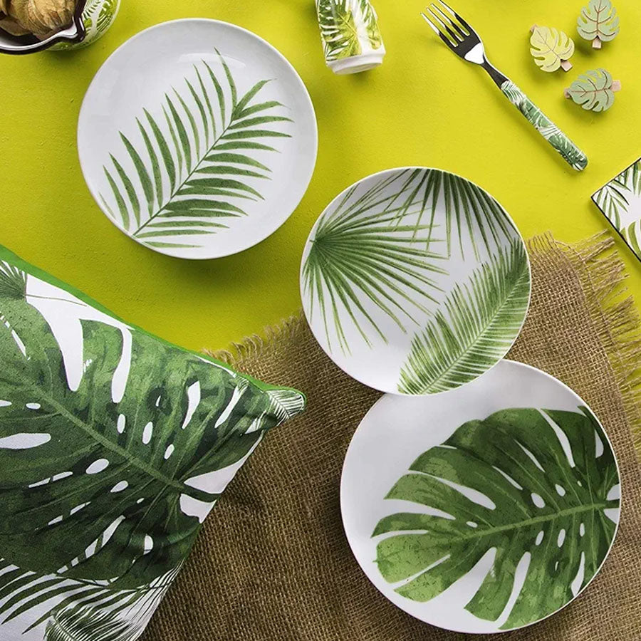 Servizio Piatti 18pz in porcellana decorata "FOLIAGE" Excelsa
