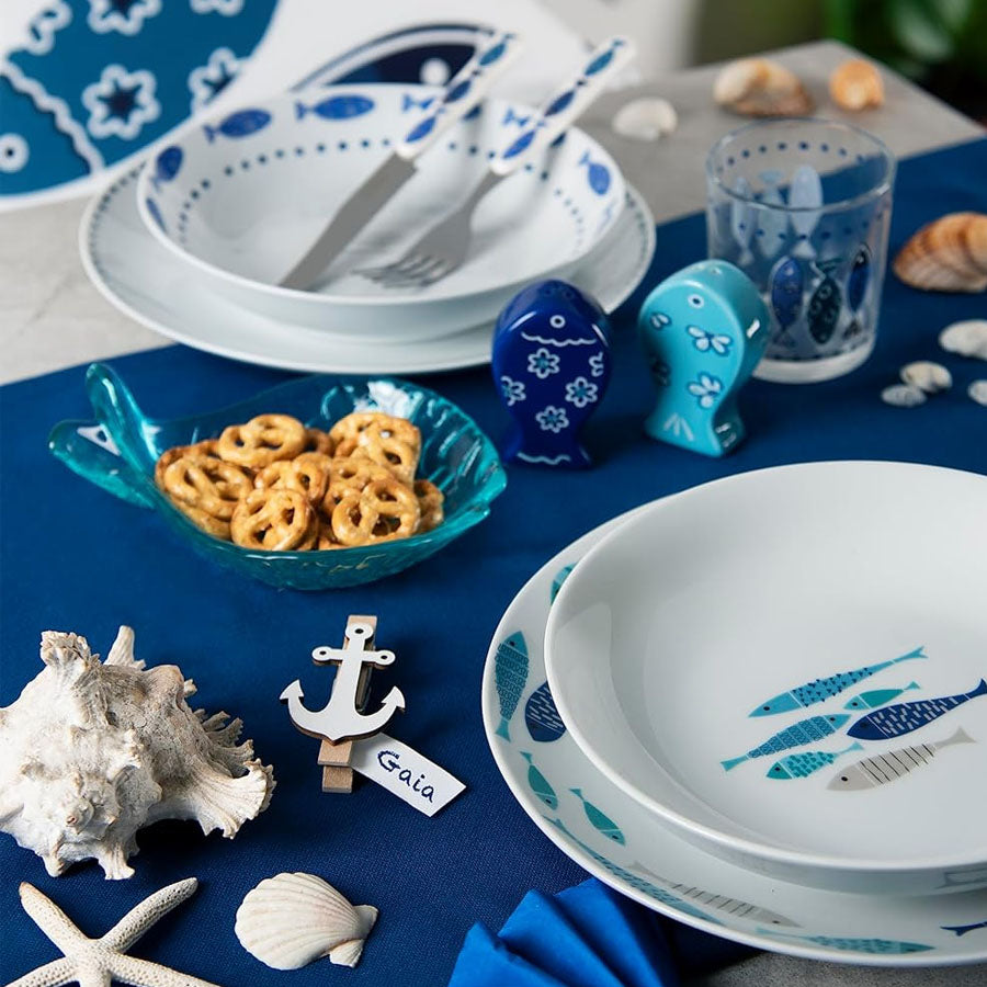 Servizio Piatti 18 pz in porcellana decorata “NORTH SEA” Excelsa