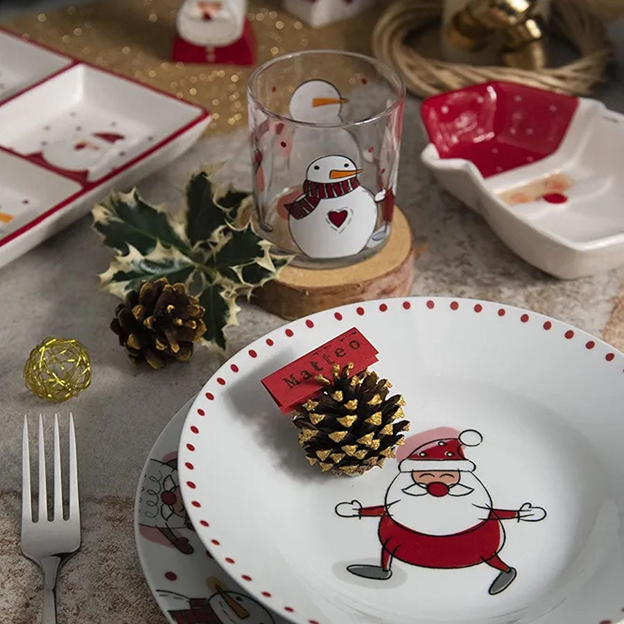 Servizio Piatti 18pz in porcellana decorata “SNOWMAN” Excelsa