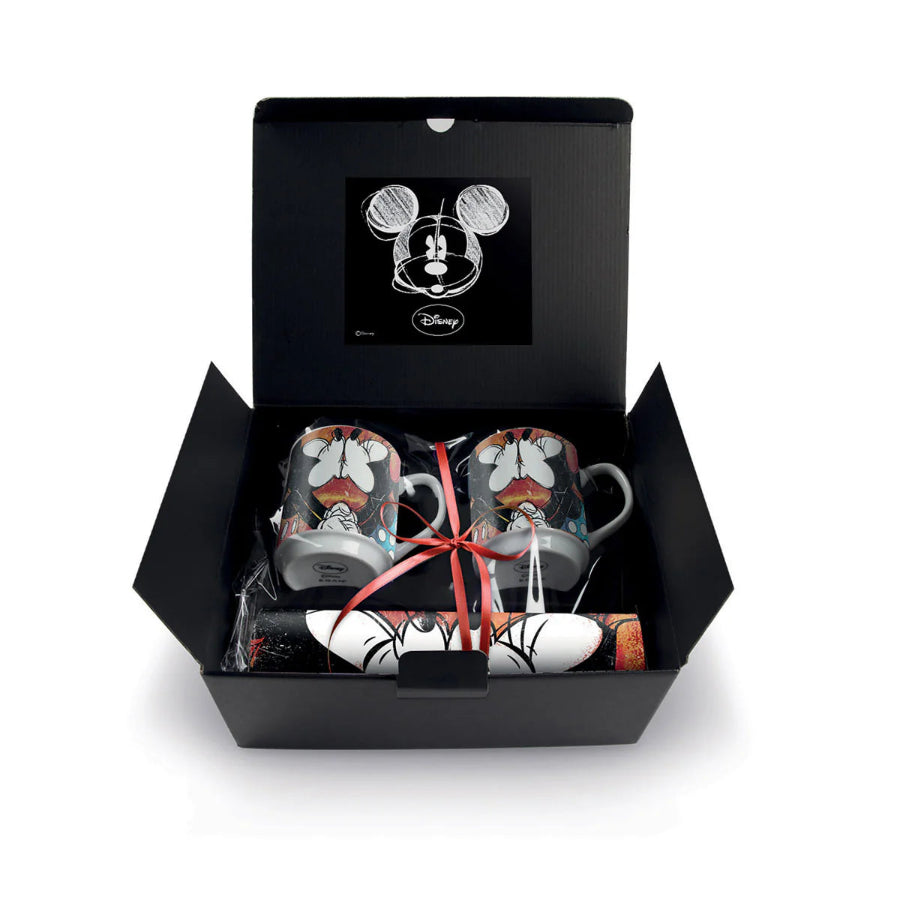 Set 2 Tazze Mug impilabili in porcellana decorata con tovagliette in polipropilene DISNEY "LOVE SWEET LOVE" Egan