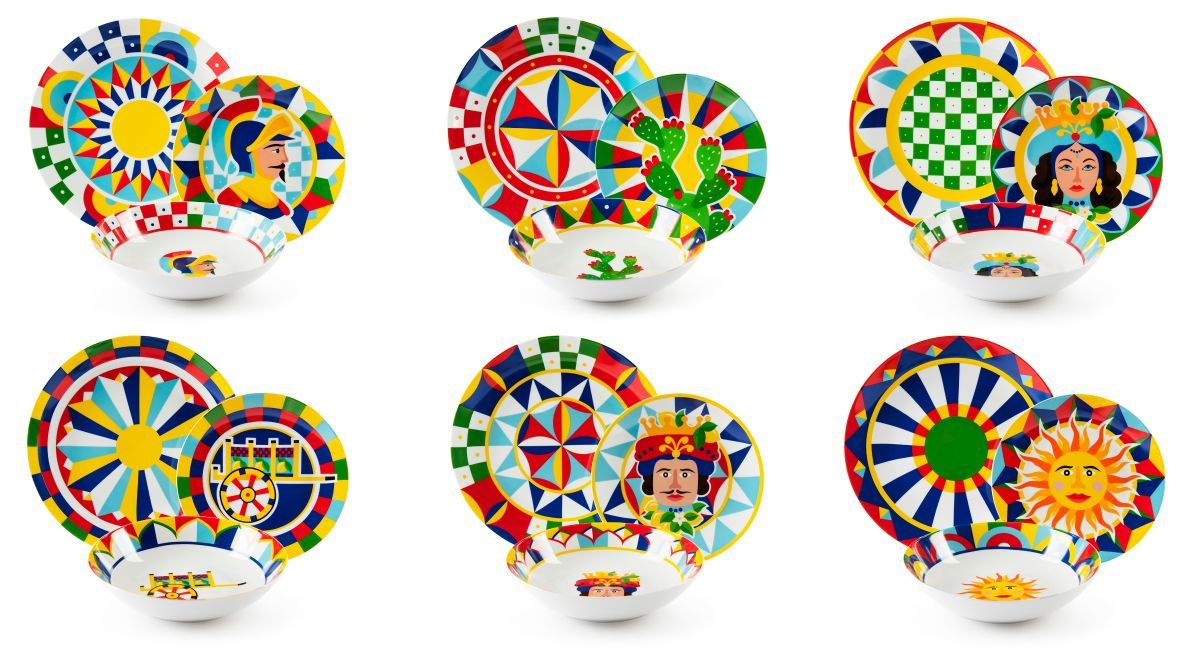 Servizio 18 pz piatti in porcellana decorata SICILIAN RHAPSODY Excelsa