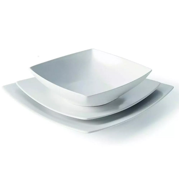 Servizio 18 pz piatti in gres satinato Excelsa ECLIPSE BIANCO