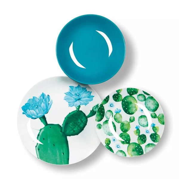 Servizio 18 pz piatti in porcellana decorata Excelsa COLOR CACTUS