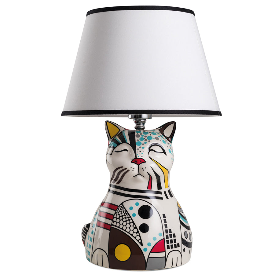 Lampada Gatto in ceramica decorata WARA' BIANCA Egan