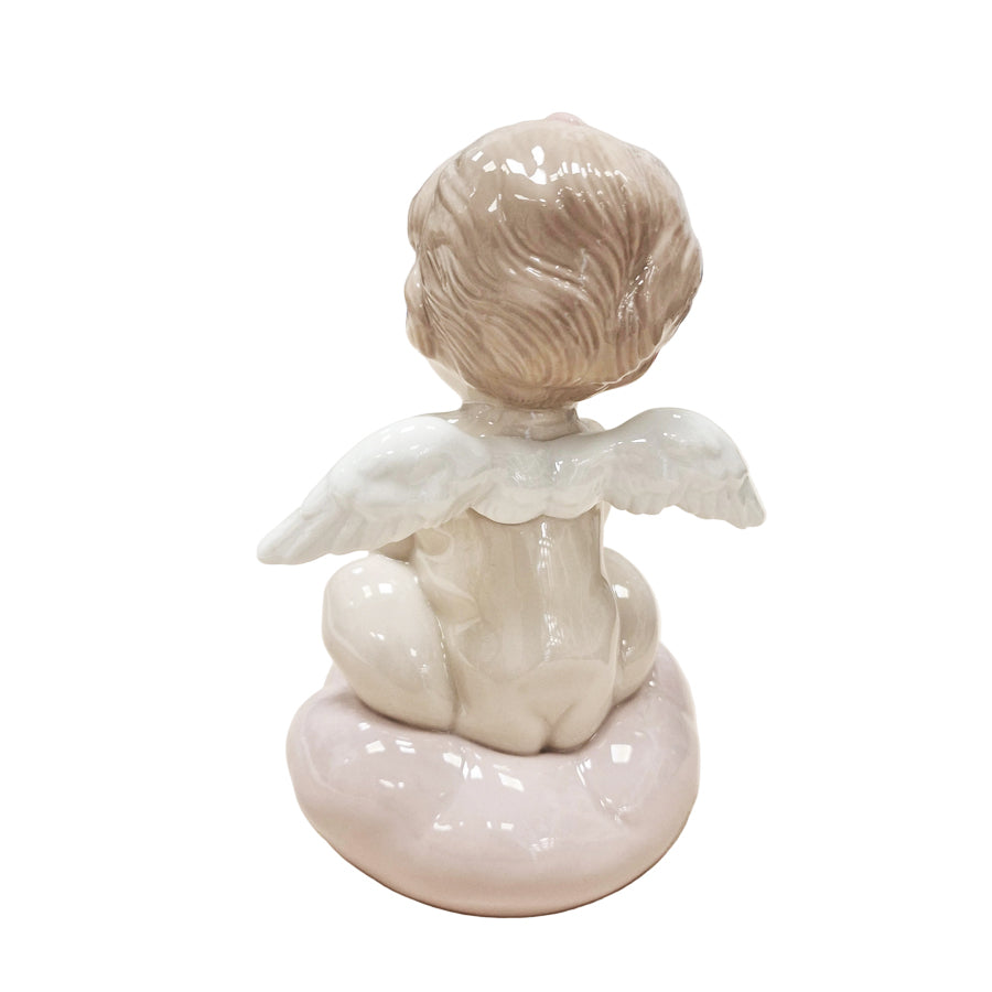 Scultura in porcellana spagnola "ANGIOLETTO SULLA NUVOLA ROSA" NAO by Lladrò