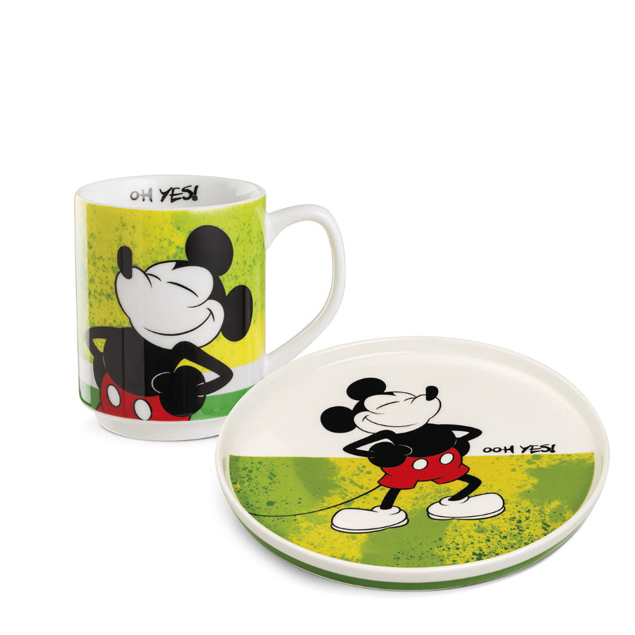 Set piatto dessert e mug Mickey Mouse I AM verde Egan