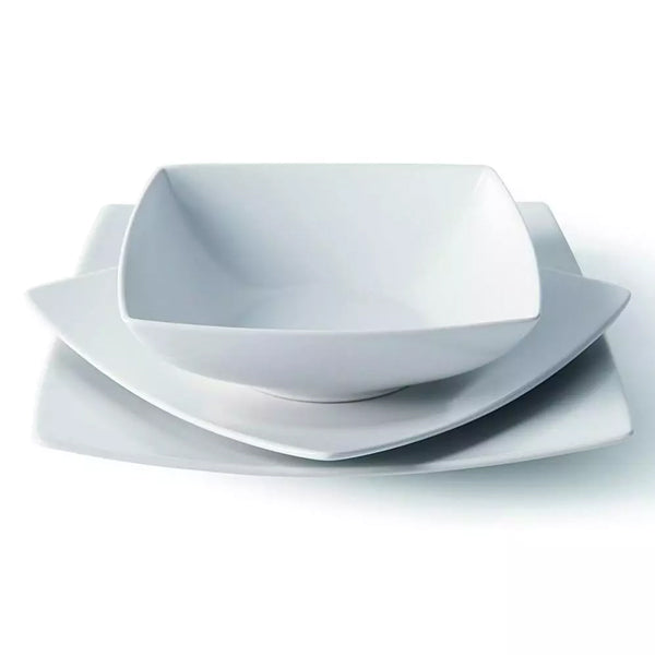 Servizio 18 pz piatti in gres satinato Excelsa ECLIPSE BIANCO