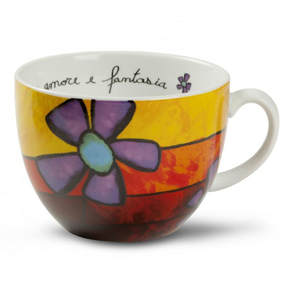 Tazza colazione maxi in porcellana decorata PANE AMORE E FANTASIA Egan