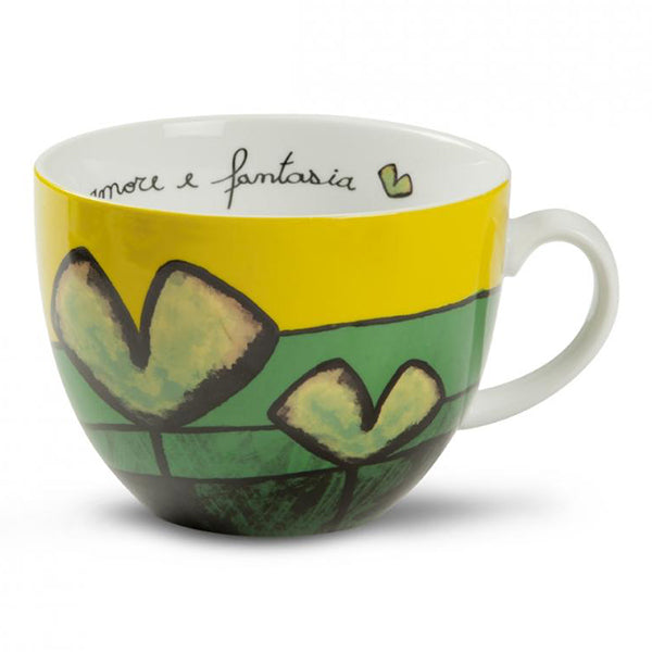Tazza colazione maxi in porcellana decorata PANE AMORE E FANTASIA Egan