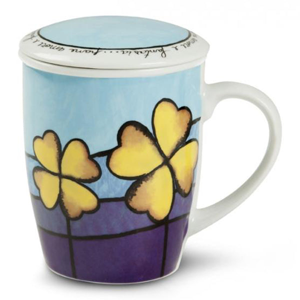 Tazza tisana con infusore in porcellana decorata PANE AMORE E FANTASIA Egan