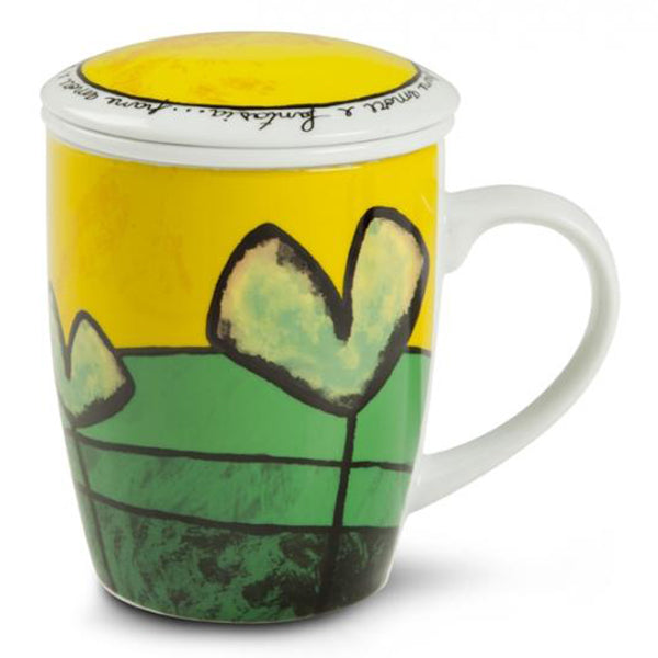 Tazza tisana con infusore in porcellana decorata PANE AMORE E FANTASIA Egan