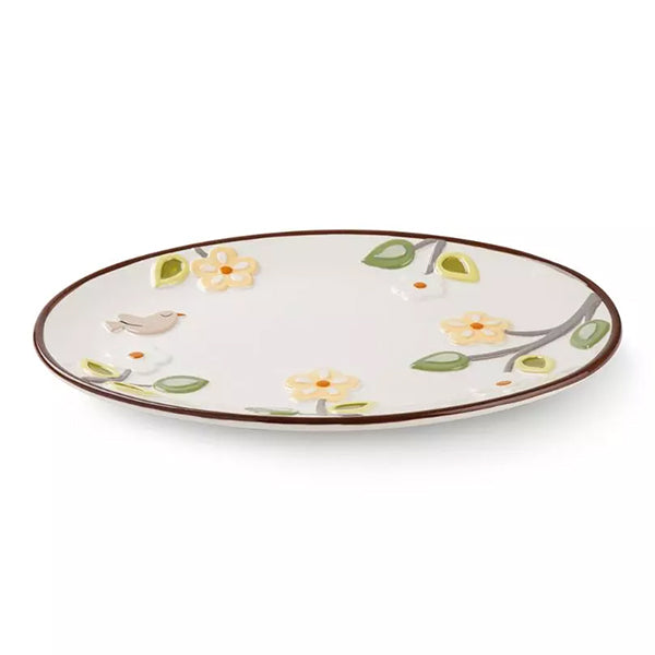 Vassoio ovale in ceramica decorata smaltata ALBERO DELLA VITA Egan