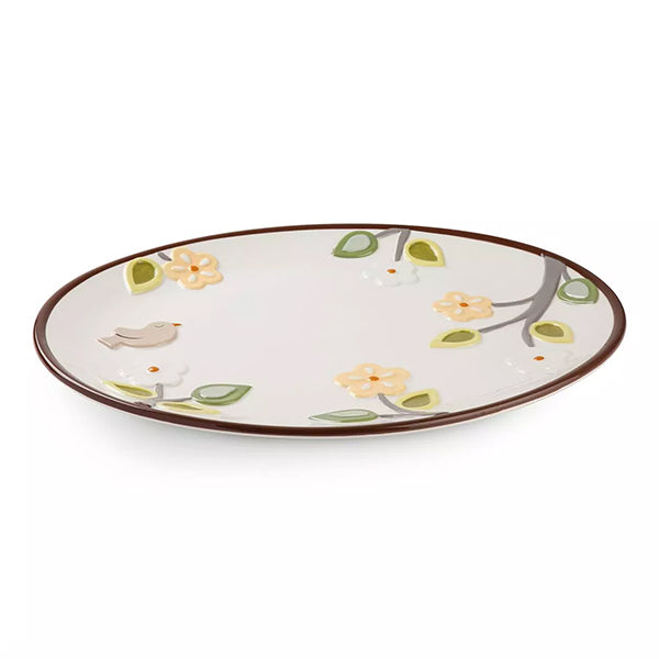 Vassoio ovale in ceramica decorata smaltata ALBERO DELLA VITA Egan