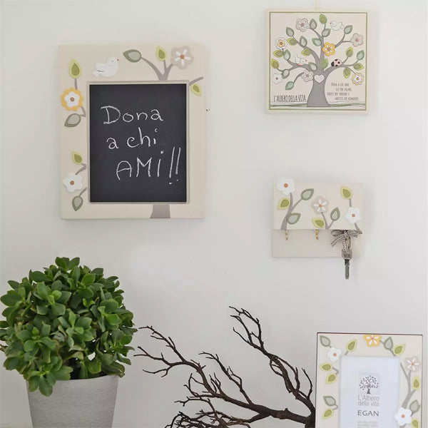 Formella quadrata in ceramica decorata satinata ALBERO DELLA VITA Egan