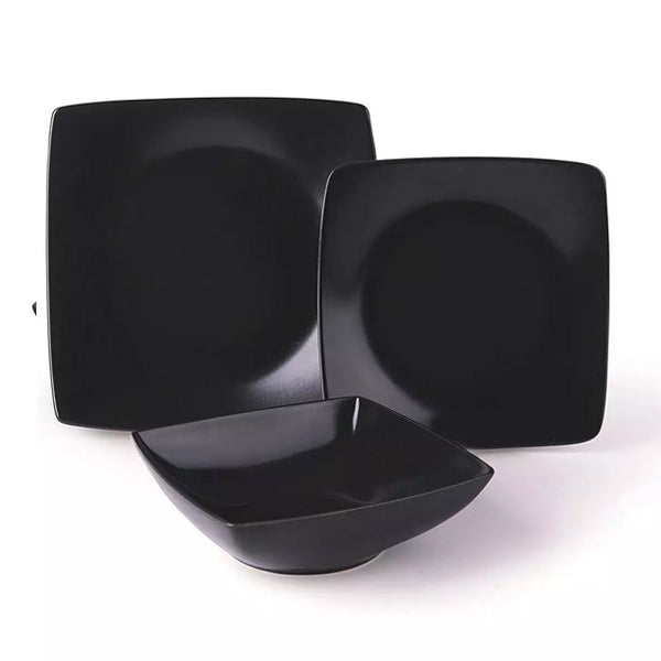 Servizio 18 pz piatti in gres satinato Excelsa ECLIPSE NERO