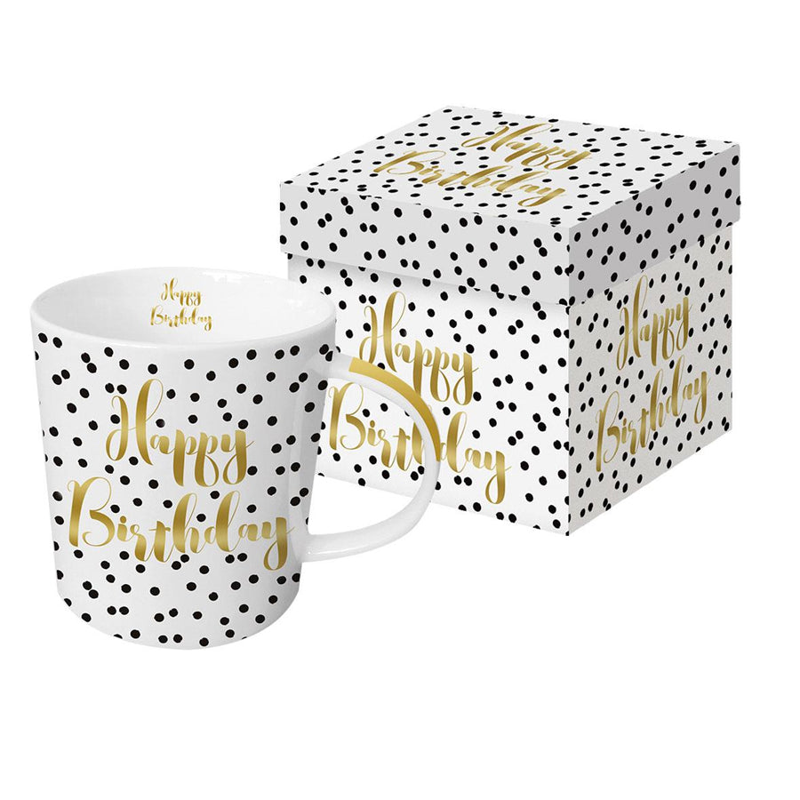 Tazza Mug in porcellana decorata "HAPPY BIRTHDAY" PPD