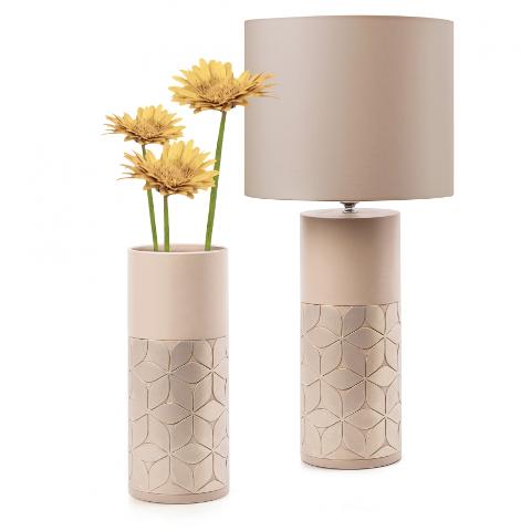 Lampada in ceramica decorata con paralume in tessuto Egan CAPITONNE'