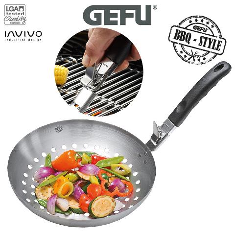 Wok per verdure con manico staccabile in acciaio Gefu BBQ