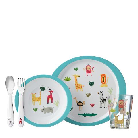 Set pappa bimbi 5 pezzi in melamina decorata Rosti Mepal ANIMAL FRIENDS