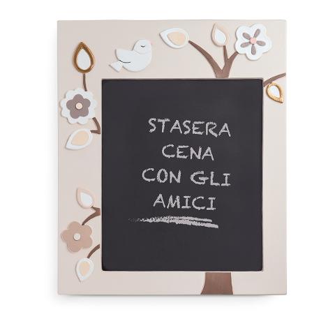 Lavagnetta in ceramica decorata satinata e legno ALBERO DELLA VITA Egan