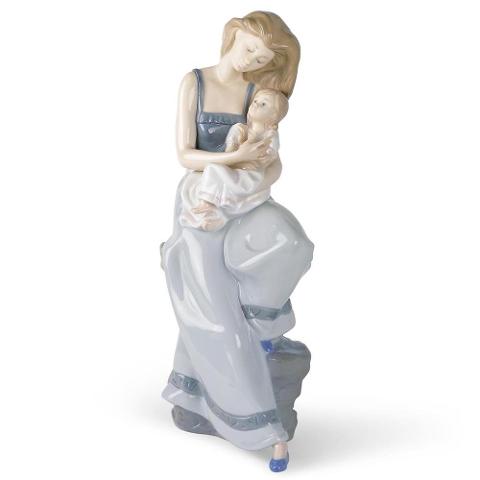 Scultura in porcellana spagnola Nao by Lladro MAMMA CON BAMBINA