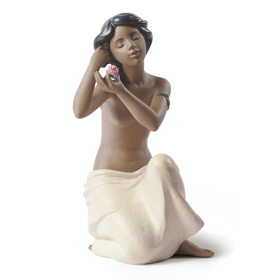 Scultura in porcellana spagnola "NUDO CON FIORE" Nao by Lladrò