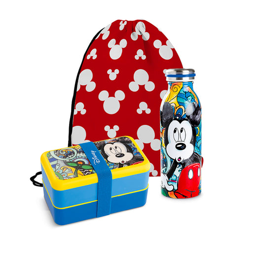 Set Lunch Box con Bottiglia Termica e sacca Mickey Mouse DISNEY FOREVER & EVER Egan