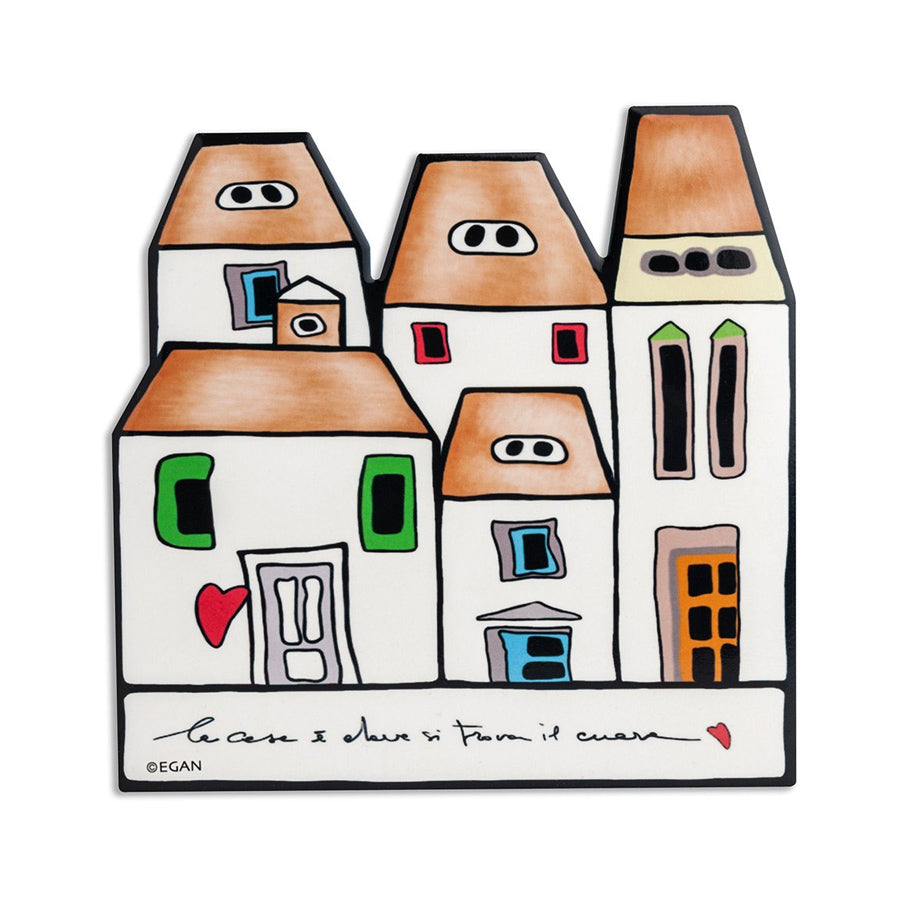 Sottopentola in ceramica decorata "LE CASETTE" Egan