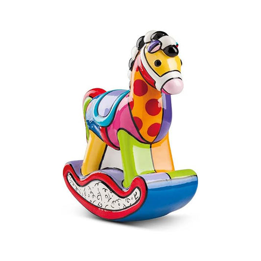 Statuetta in ceramica decorata smaltata CAVALLO A DONDOLO BRITTO Egan
