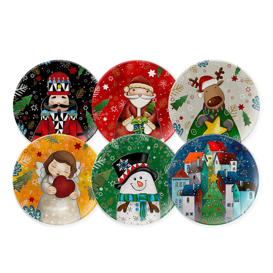 Set 6 Piattini Dolce porcellana decorata NATALE Egan