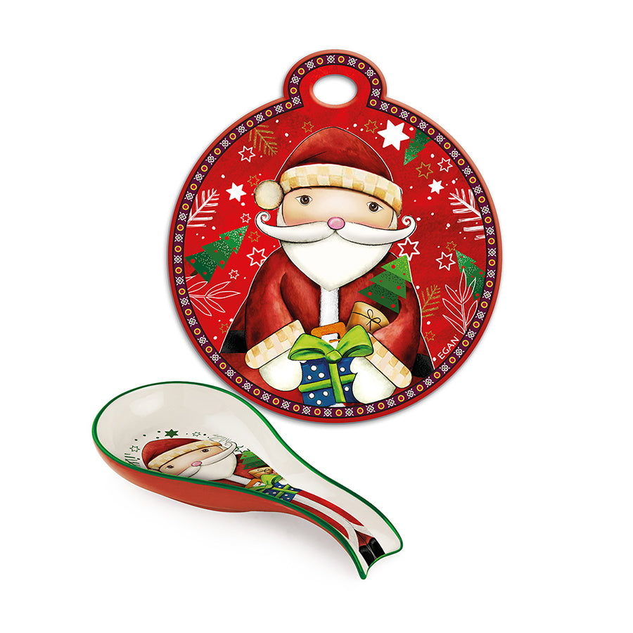 Set Sottopentola e Poggiamestolo in ceramica decorata smaltata Egan NATALE