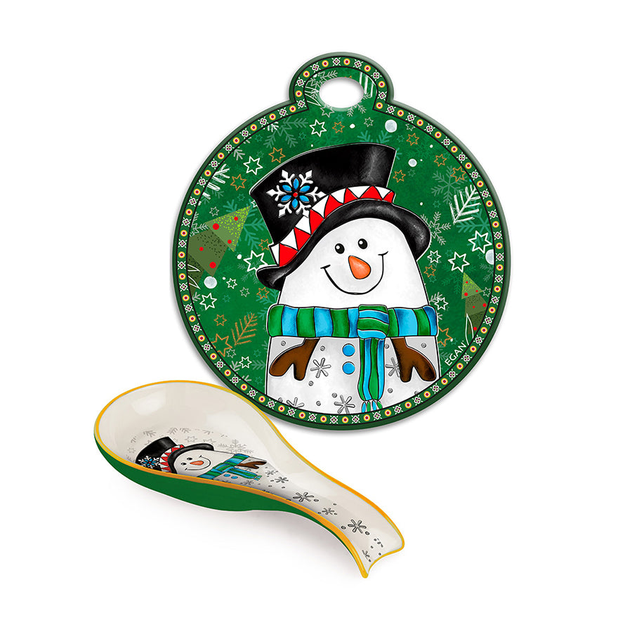 Set Sottopentola e Poggiamestolo in ceramica decorata smaltata Egan NATALE