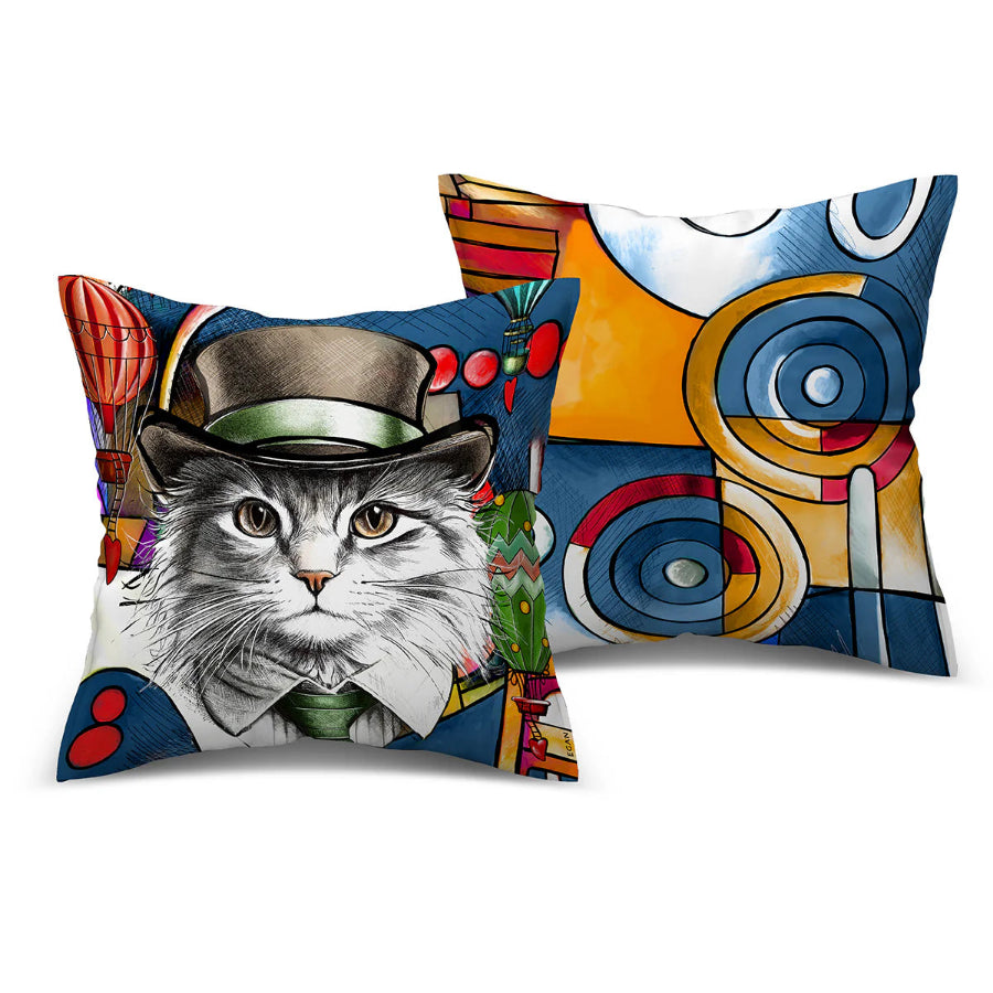 Cuscino in poliestere stampato Gatto INDIPENDENCE "HUMAN ESSENCE" Egan