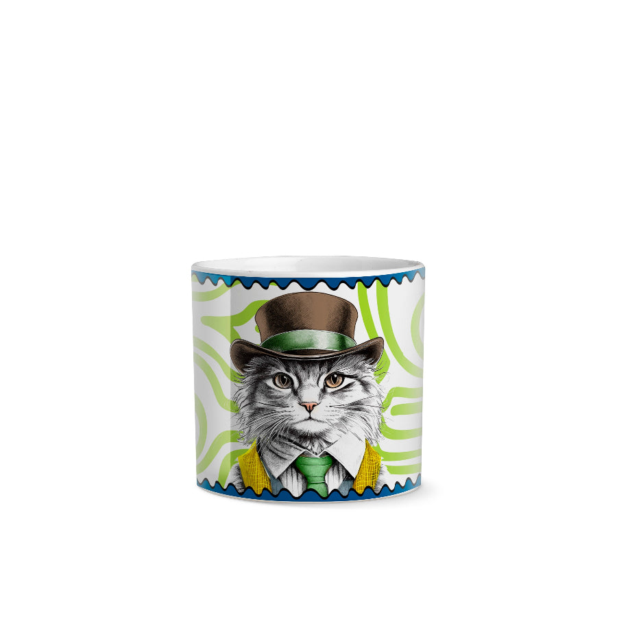 Vaso Cachepot in porcellana decorata Gatto INDIPENDENCE "HUMAN ESSENCE" Egan