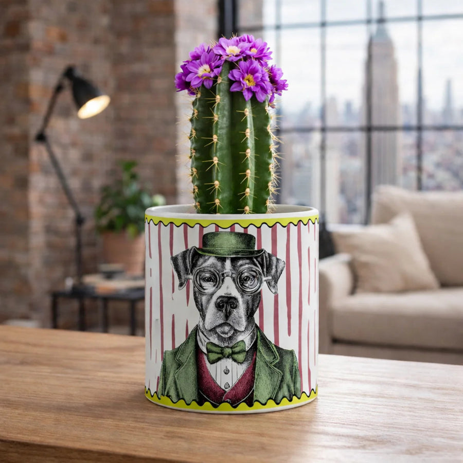 Vaso Cachepot in porcellana decorata Cane FRIENDSHIP "HUMAN ESSENCE" Egan