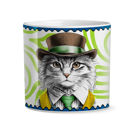 Vaso Cachepot in porcellana decorata Gatto INDIPENDENCE "HUMAN ESSENCE" Egan