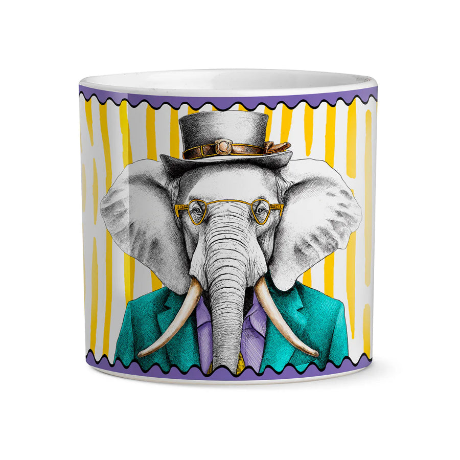 Vaso Cachepot in porcellana decorata Elefante WISDOM "HUMAN ESSENCE" Egan