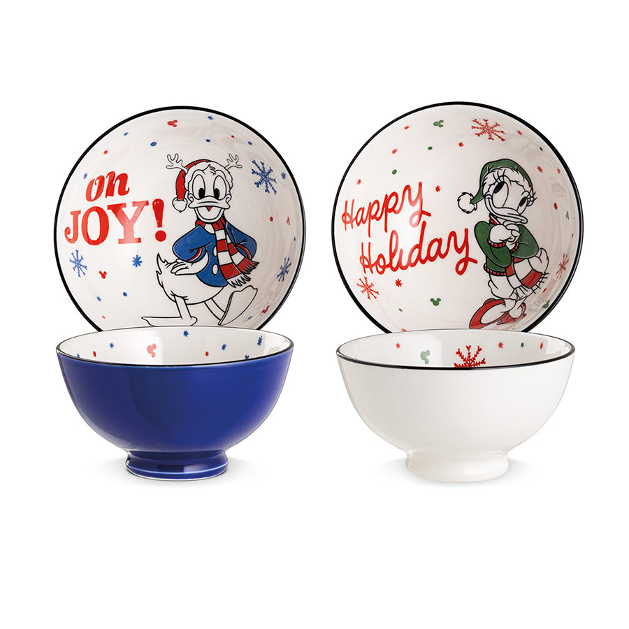 Set 2 Coppette in porcellana decorata Donald & Daisy Duck WINTER MAGIC Disney Egan