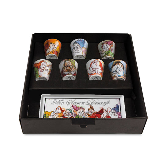 Set 7 Bicchierini da caffè con Vassoietto in porcellana decorata DISNEY "7 NANI" Egan