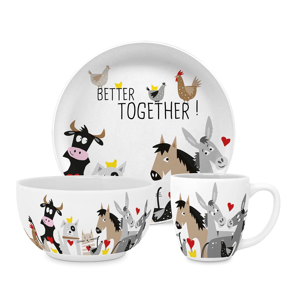 Set di Stoviglie per Bambini 3pz in porcellana decorata “ANIMAL FRIENDS" PPD