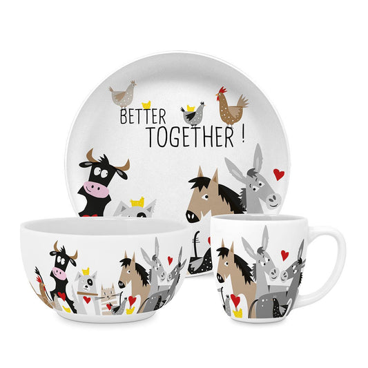 Set di Stoviglie per Bambini 3pz in porcellana decorata “ANIMAL FRIENDS" PPD