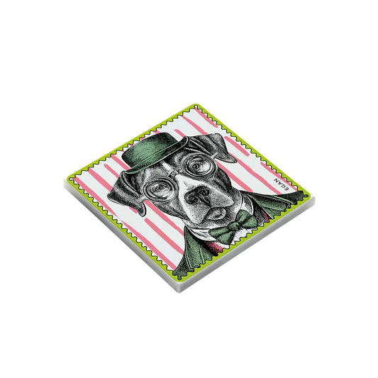 Sottobicchiere in ceramica decorata e sughero Cane HUMAN ESSENCE “FRIENDSHIP” Egan